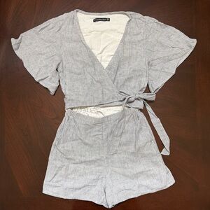 Abercrombie & Fitch Gray Striped Romper